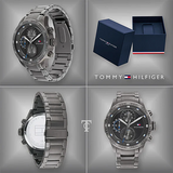 Tommy Hilfiger Trent Chronograph Grey Dial Grey Steel Strap Watch For Men - 1791806 Authentic Buy Shop Now