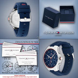 Tommy Hilfiger Justin Chronograph Blue Dial Blue Rubber Strap Watch for Men - 1792057 Authentic Buy Shop Now