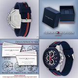 Tommy Hilfiger Clark Chronograph Blue Dial Black Leather Strap Watch For Men - 1792083 Authentic Buy Shop Now