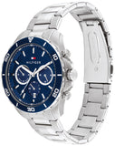 Tommy Hilfiger Jordan Chronograph Blue Dial Silver Steel Strap Watch For Men - 1792094