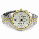 Michael Kors Lexington Silver Dial Two Tone Steel Strap Watch for Men - MK8344 Authentic Buy Shop Now