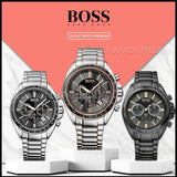 Hugo Boss Chronograph Black Dial Silver Steel Strap Watch for Men - 151080 Authentic Buy Shop Now