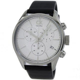 Calvin Klein Masculine Chronograph White Dial Black Leather Strap Watch for Men - K2H27120 Authentic Buy Shop Now