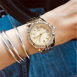 Guess Crystal Diamonds Rose Gold Dial Rose Gold Steel Strap Watch For Women - W11069L1 Authentic Buy Shop Now