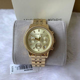 Michael Kors Runway Chronograph Gold Dial Gold Steel Strap Watch For Women - MK5698 Authentic Buy Shop Now