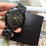 Michael Kors Mini Slim Runway Black Dial Black Steel Strap Watch for Women - MK3587 Authentic Buy Shop Now