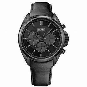 Hugo Boss Driver Chronograph Black Dial Black Leather Strap Watch For Men - HB1513061 Authentic Buy Shop Now