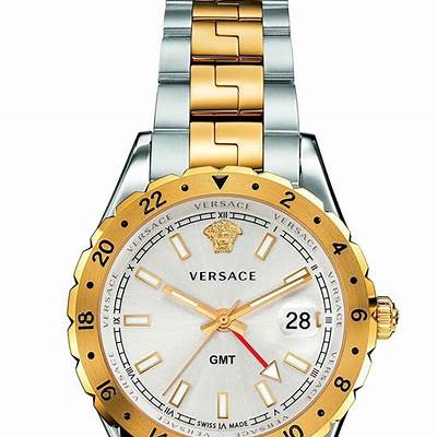 Versace Hellenyium GMT Silver Dial Two Tone Steel Strap Watch for Men - V11030015 Authentic Buy Shop Now