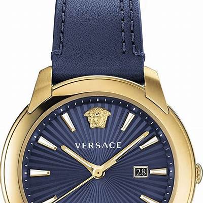Versace V-Urban Quartz Blue Dial Blue Leather Strap Watch for Men - VELQ00319 Authentic Buy Shop Now
