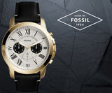 Fossil Grant Chronograph White Dial Black Leather Strap Watch for Men - FS5272 Authentic Buy Shop Now