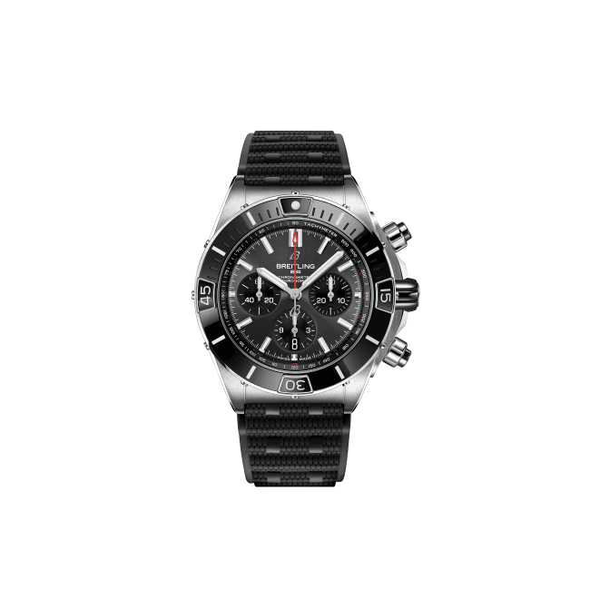 Breitling Super Chronomat B01 44 Black Dial Black Rubber Strap Watch for Men - AB0136251B2S1 Authentic Buy Shop Now