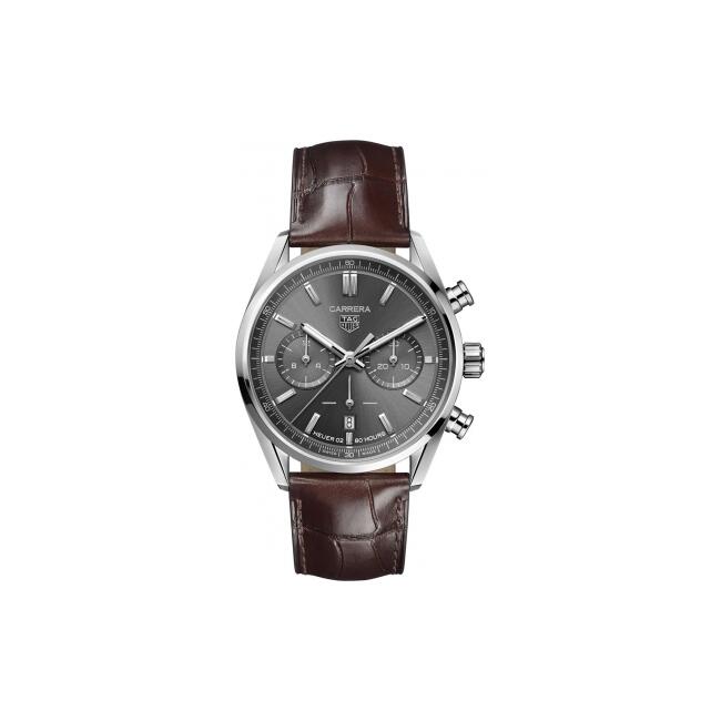 Tag Heuer Carrera Chronograph Grey Dial Brown Leather Strap Watch for Men - CBN2012.FC6483 Authentic Buy Shop Now