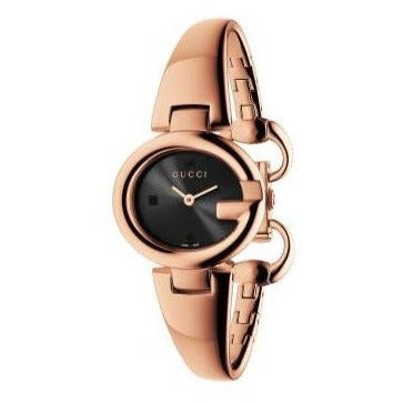 Gucci Guccissima Collection Quartz Black Dial Rose Gold Steel Strap Watch For Women - YA134509 Authentic Buy Shop Now