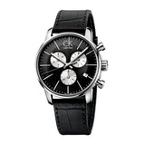 Calvin Klein City Chronograph Black Dial Black Leather Strap Watch for Men - K2G271CX Authentic Buy Shop Now