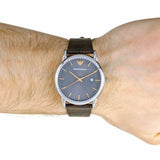 Emporio Armani Luigi Quartz Gray Dial Brown Leather Strap Watch For Men - AR1996 Authentic Buy Shop Now