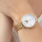 Fossil Jacqueline Moonphase Mother of Pearl Dial Gold Steel Strap Watch for Women - ES5167 Authentic Buy Shop Now
