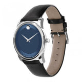 Movado Museum Classic Blue Dial Black Leather Strap Watch for Men - 606610 Authentic Buy Shop Now