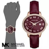 Michael Kors Whitley Quartz Burgundy Dial Burgundy Leather Strap Watch For Women - MK2430 Authentic Buy Shop Now