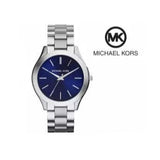 Michael Kors Slim Runway Quartz Blue Dial Silver Steel Strap Watch For Women - MK3379 Authentic Buy Shop Now