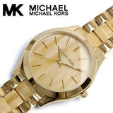 Michael Kors Slim Runway Gold Dial Two Tone Gold Strap Watch for Women - MK4285 Authentic Buy Shop Now