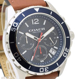 Coach Kent Chronograph Blue Dial Brown Leather Strap Watch for Men - 14602560 Authentic Buy Shop Now