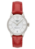 Tissot Chemin Des Tourelles Powermatic 80 Mother of Pearl White Dial Red Leather Strap Watch For Women - T099.207.16.118.00 Authentic Buy Shop Now