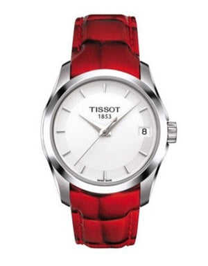 Tissot Couturier White Dial Red Leather Watch For Women - T035.210.16.011.01 Authentic Buy Shop Now