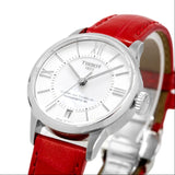 Tissot Chemin Des Tourelles Powermatic 80 Mother of Pearl White Dial Red Leather Strap Watch For Women - T099.207.16.118.00 Authentic Buy Shop Now