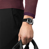 Tissot Gentleman Powermatic 80 Silicium Black Dial Black Leather Strap Watch For Men - T127.407.16.051.00 Authentic Buy Shop Now