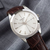 Tissot Gentlemen Silver Dial Brown Leather Strap Watch for Men - T127.410.16.031.01 Authentic Buy Shop Now