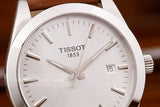 Tissot Gentleman Silver Dial Brown Leather Strap Watch For Men - T127.410.16.031.00 Authentic Buy Shop Now