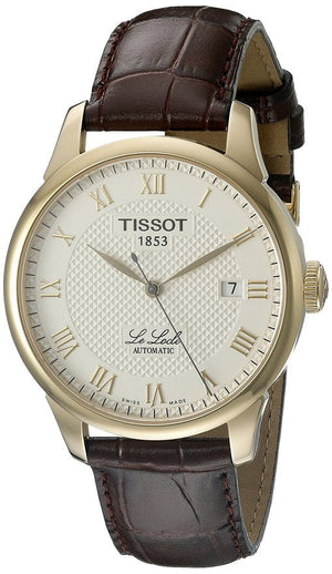 Tissot T Classic Le Locle Automatic Gold Dial Maroon Leather Strap Watch For Men - T41.5.413.73 Authentic Buy Shop Now