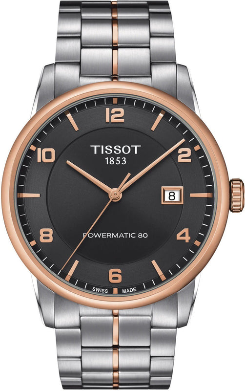 Tissot T Classic Luxury Powermatic 80 Black Dial Silver Steel Strap Watch For Men - T086.407.22.067.00 Authentic Buy Shop Now