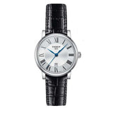 Tissot Carson Premium Lady Silver Dial Black Leather Strap Watch For Women - T122.210.16.033.00 Authentic Buy Shop Now