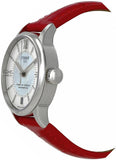 Tissot Chemin Des Tourelles Powermatic 80 Mother of Pearl White Dial Red Leather Strap Watch For Women - T099.207.16.118.00 Authentic Buy Shop Now