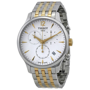 Tissot T Classic Tradition Chronograph White Dial Two Tone Steel Strap Watch For Men - T063.617.22.037.00 Authentic Buy Shop Now