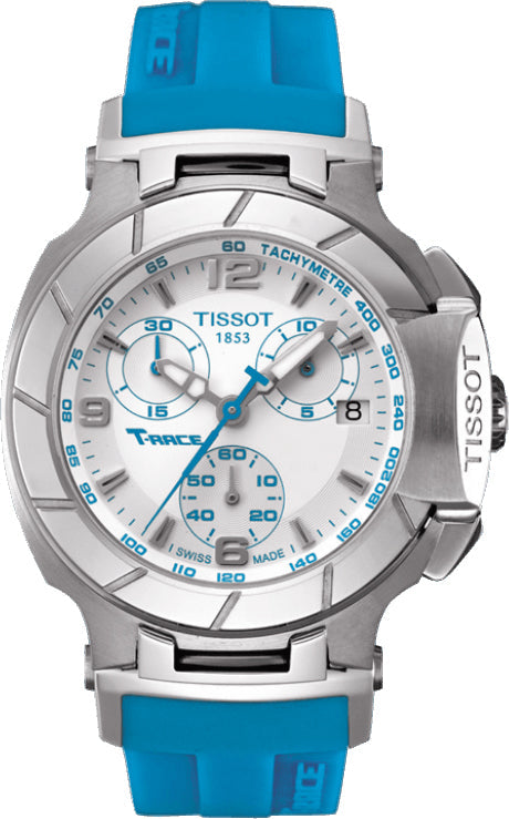 Tissot T Race Chronograph White Dial Brown Rubber Strap Watch for Women - T048.217.17.017.02 Authentic Buy Shop Now
