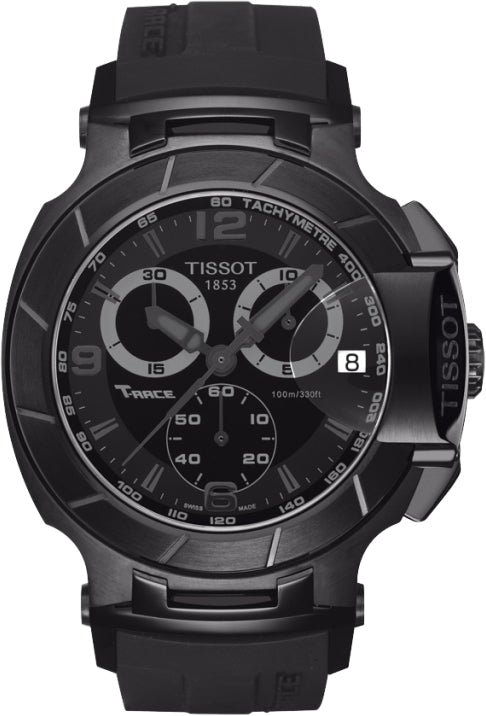 Tissot T Race Chronograph Black Dial Black Rubber Strap Watch for Men - T048.417.37.057.00 Authentic Buy Shop Now