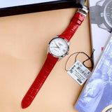 Tissot Couturier Lady Silver Dial Red Leather Strap Watch for Women - T035.210.16.031.01 Authentic Buy Shop Now
