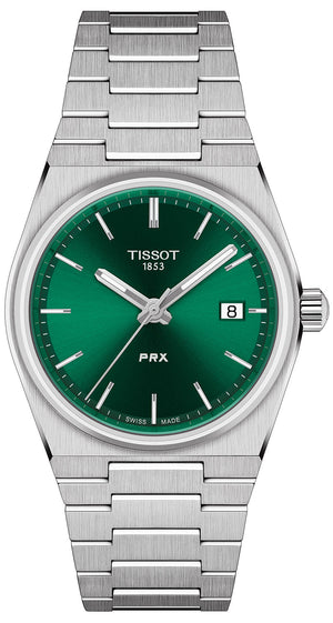 Tissot PRX Quartz Green Dial Steel Silver Steel Strap Watch for Men - T137.410.11.081.00 Authentic Buy Shop Now
