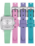 Tissot T Lady Lovely Square Silver Dial Light Green Leather Strap Watch for Women - T058.109.16.031.01 Authentic Buy Shop Now