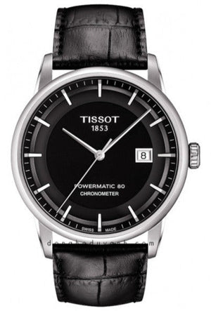 Tissot T Classic Luxury Powermatic 80 Black Dial Black Leather Strap Watch For Men - T086.408.16.051.00 Authentic Buy Shop Now