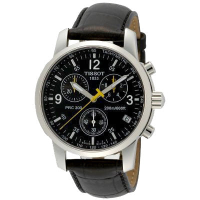 Tissot T Race PRC 200 Chronograph Quartz Black Dial Black Leather Strap Watch for Men - T17.1.526.52 Authentic Buy Shop Now