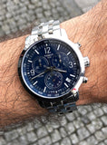 Tissot PRC 200 Chronograph Quartz Blue Dial Silver Steel Strap Watch For Men - T114.417.11.047.00 Authentic Buy Shop Now