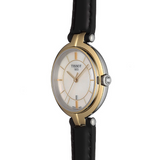 Tissot Flamingo Mother of Pearl White Dial Black Leather Strap Watch For Women - T094.210.26.111.00 Authentic Buy Shop Now
