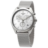 Tissot PR 100 Chronograph White Dial Silver Mesh Bracelet Watch For Men - T101.417.11.031.02 Authentic Buy Shop Now