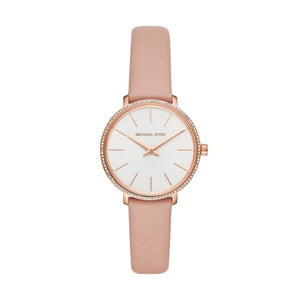 Michael Kors Pyper Analog White Dial Pink Leather Strap Watch For Women - MK2803 Authentic Buy Shop Now