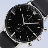 Emporio Armani Gianni Chronograph Black Dial Black Leather Strap Watch For Men - AR0397 Authentic Buy Shop Now