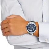 Tommy Hilfiger Decker Quartz Blue Dial Silver Steel Strap Watch for Men - 1791348 Authentic Buy Shop Now