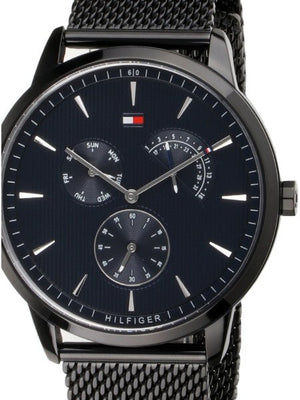 Tommy Hilfiger Brad Quartz Blue Dial Black Mesh Bracelet Watch For Men - 1710392 Authentic Buy Shop Now